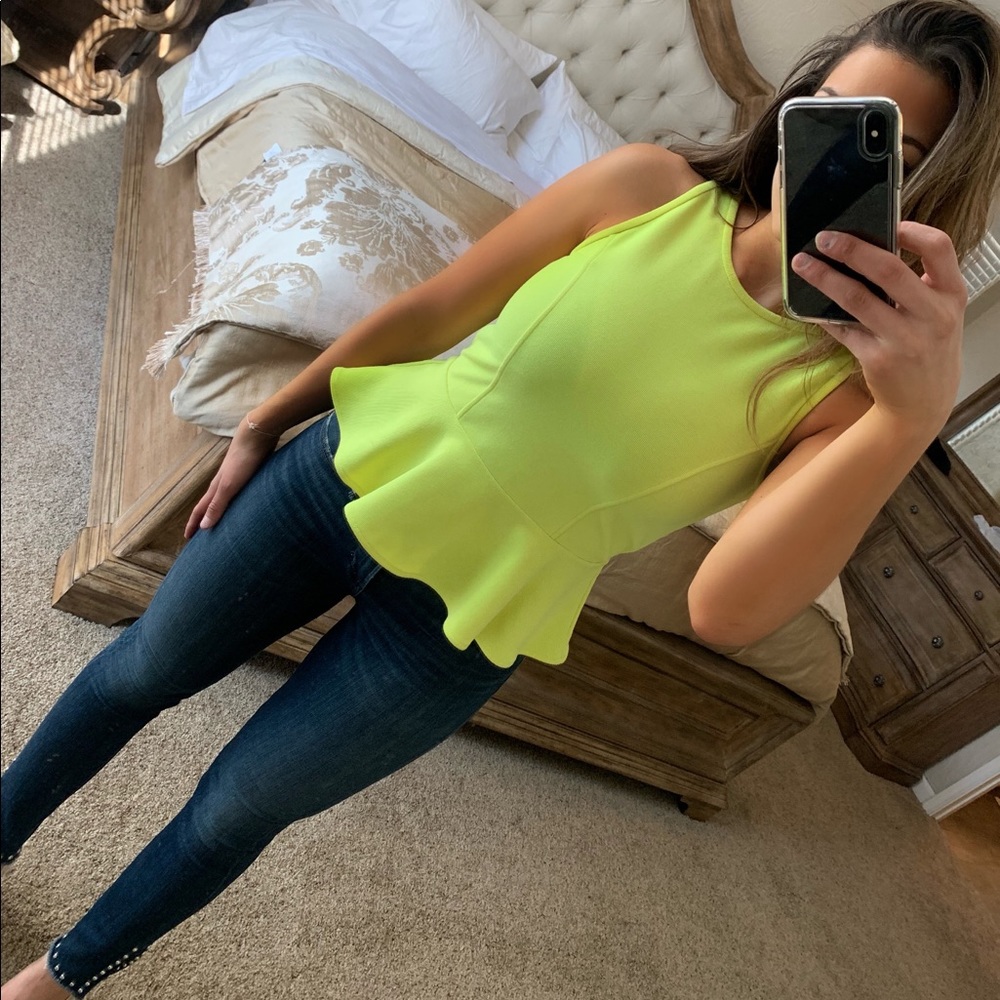Peplum neon top